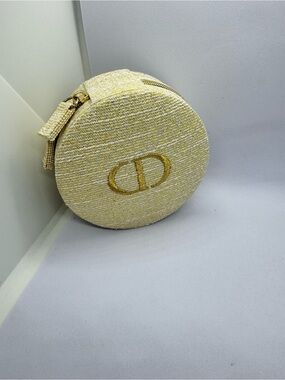 Dior Round Cream Textured Mini with Gold Logo ‼️No Box‼️